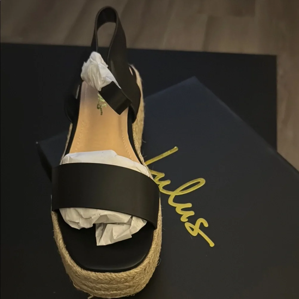 Lulus Corsa Black Espadrille Flatform Sandals Size 7.5 BRAND NEW IN BOX‼️